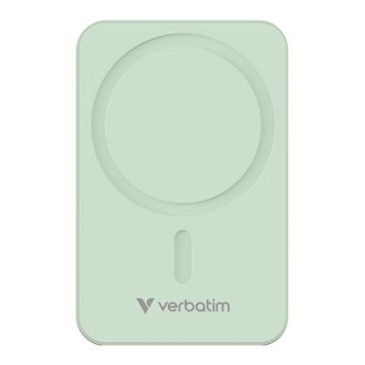 Power bank, külső akkumulátor, mágneses, 20.000mAh, kitámasztó, VERBATIM "Charge n Go Essentials", zöld