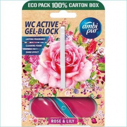 WC tisztító blokk, 45 g, AMPI PUR, rózsa és liliom